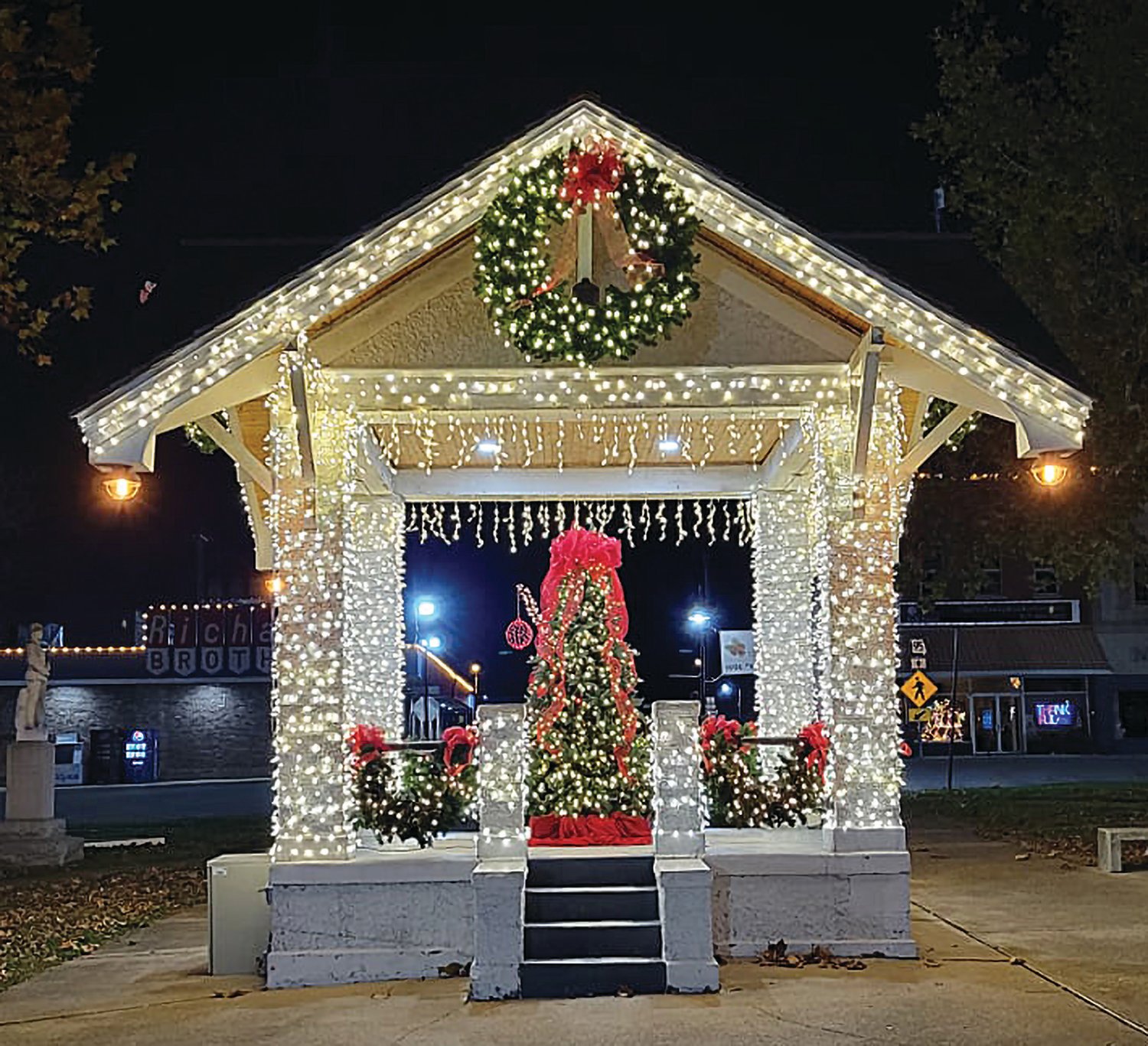 The Mountain Grove Bandstand is once again decorated for the Christmas holiday season on the Mountain Grove square. The location will also be the host site of this weekend’s Winterfest.